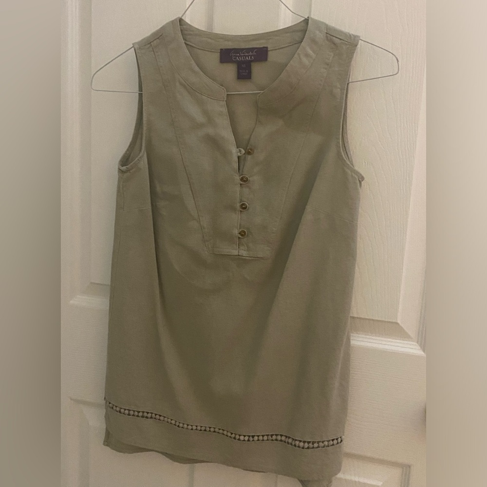 Gloria Vanderbilt Beige Linen top sz XS